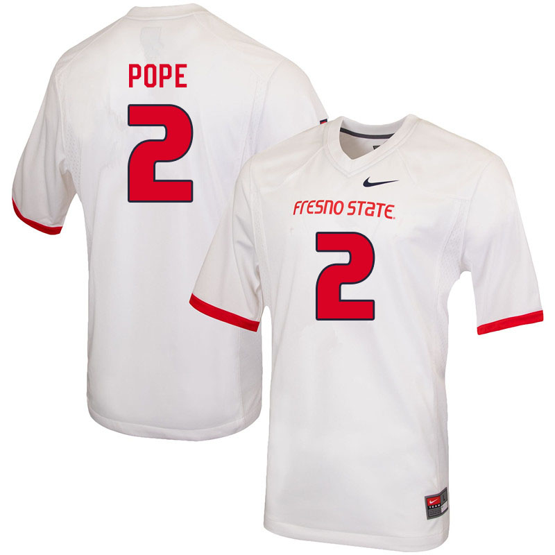 Men #2 Zane Pope Fresno State Bulldogs College Football Jerseys Sale-White - Click Image to Close